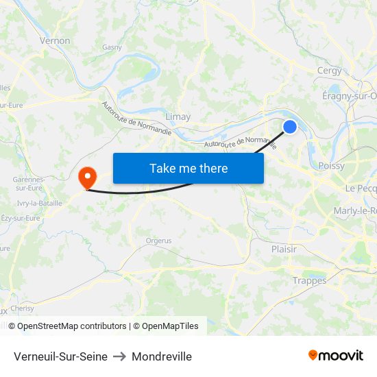 Verneuil-Sur-Seine to Mondreville map