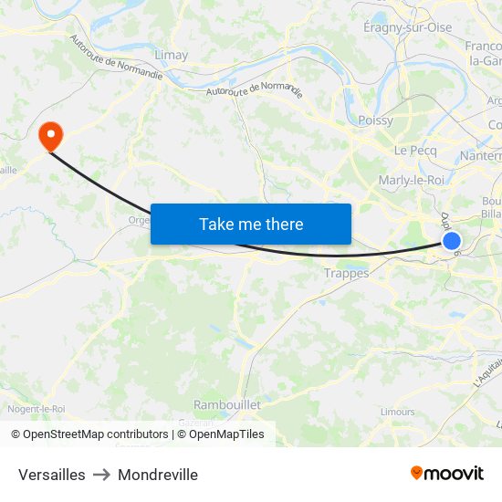 Versailles to Mondreville map