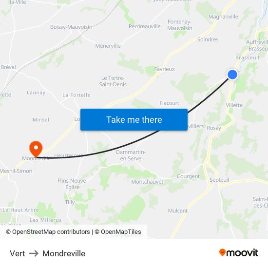 Vert to Mondreville map