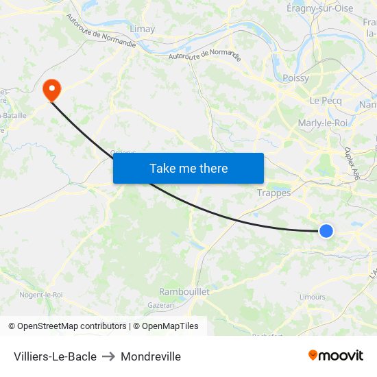 Villiers-Le-Bacle to Mondreville map