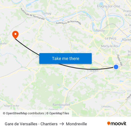Gare de Versailles - Chantiers to Mondreville map