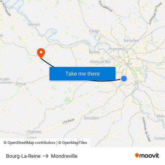Bourg-La-Reine to Mondreville map