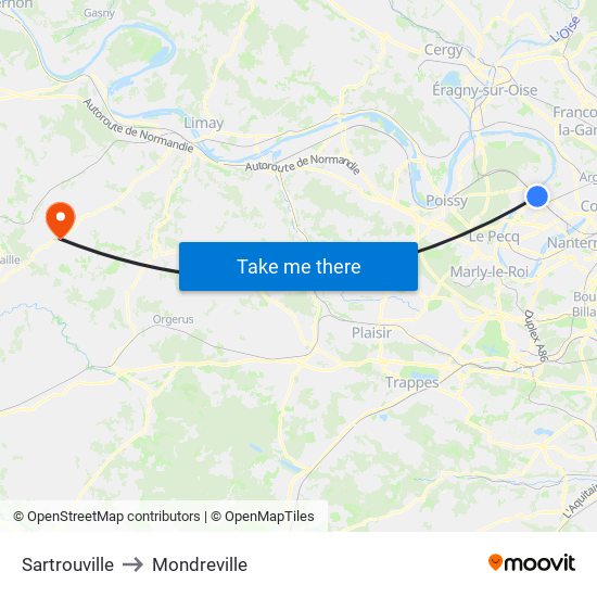 Sartrouville to Mondreville map