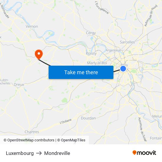 Luxembourg to Mondreville map