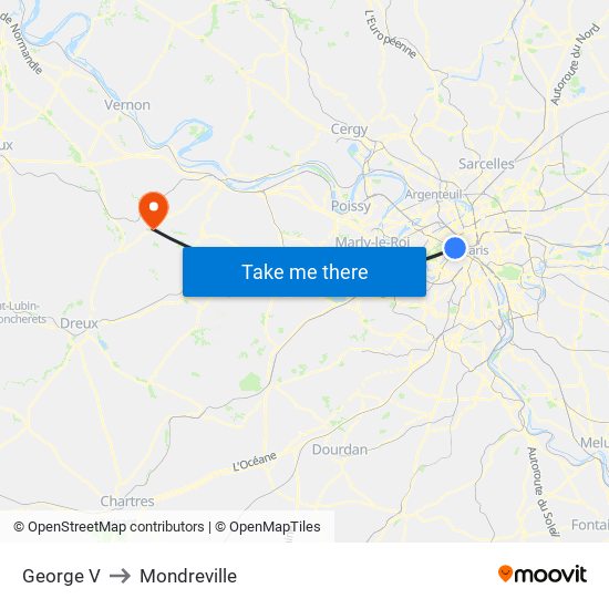 George V to Mondreville map