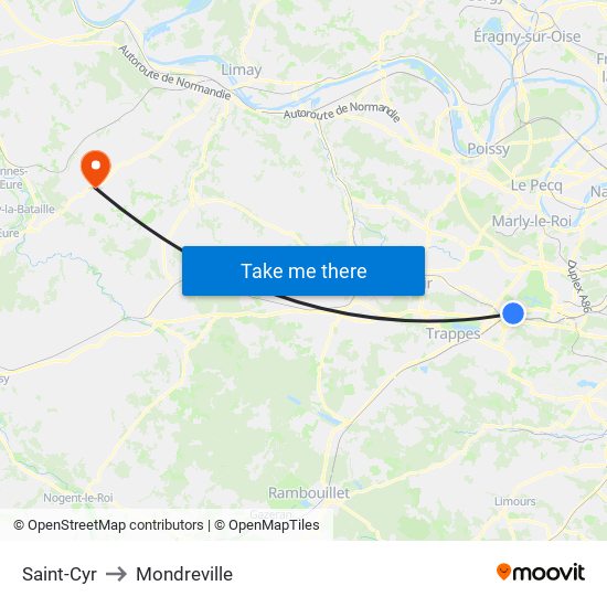 Saint-Cyr to Mondreville map