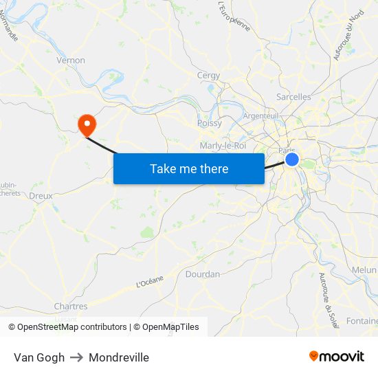 Van Gogh to Mondreville map