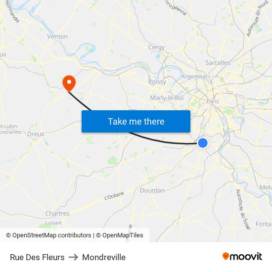 Rue Des Fleurs to Mondreville map