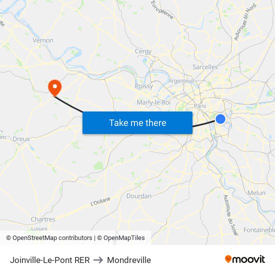 Joinville-Le-Pont RER to Mondreville map