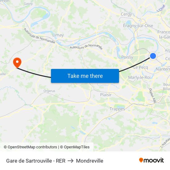 Gare de Sartrouville - RER to Mondreville map