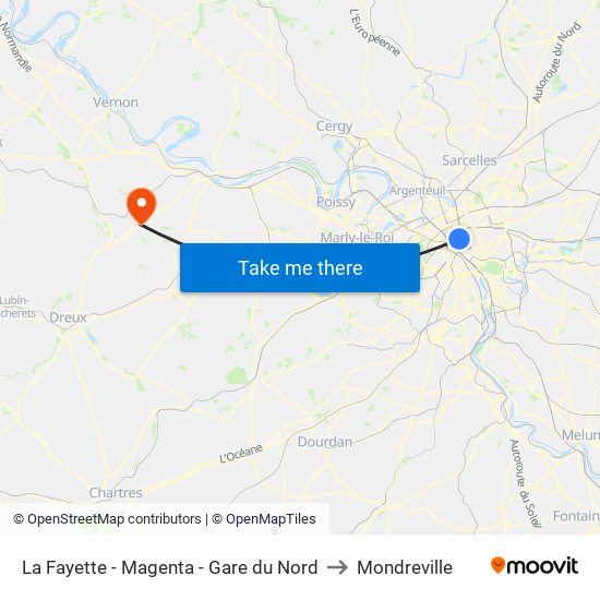La Fayette - Magenta - Gare du Nord to Mondreville map