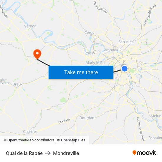 Quai de la Rapée to Mondreville map