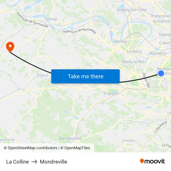 La Colline to Mondreville map