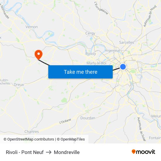 Rivoli - Pont Neuf to Mondreville map