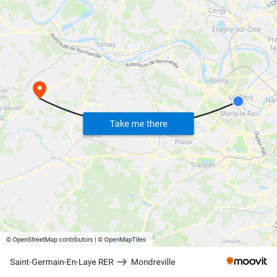 Saint-Germain-En-Laye RER to Mondreville map