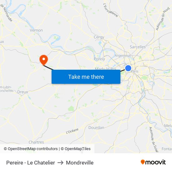 Pereire - Le Chatelier to Mondreville map