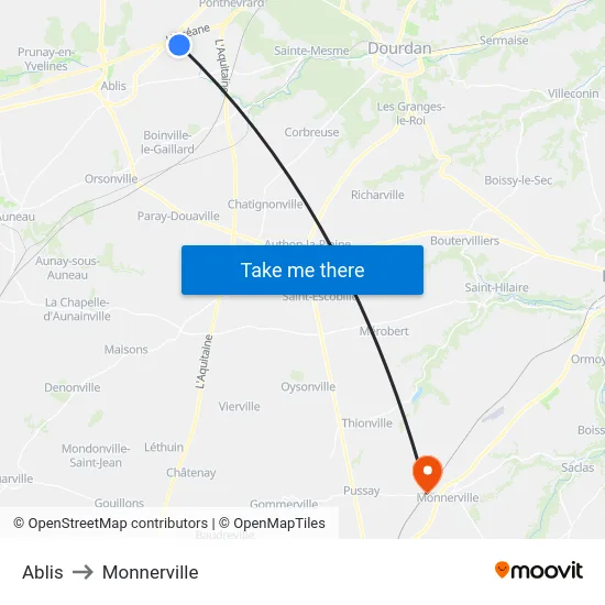 Ablis to Monnerville map