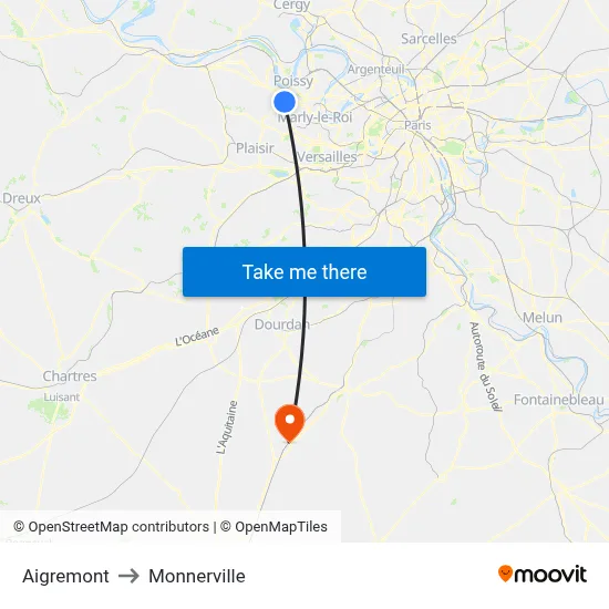 Aigremont to Monnerville map