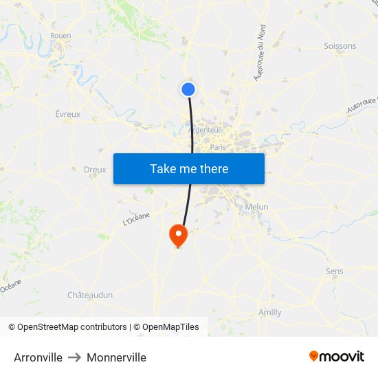 Arronville to Monnerville map