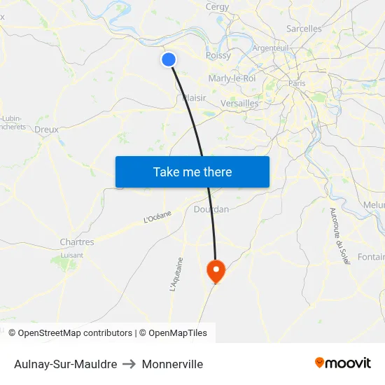 Aulnay-Sur-Mauldre to Monnerville map