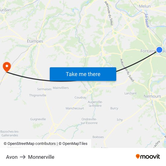 Avon to Monnerville map