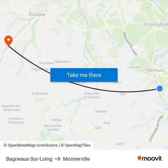 Bagneaux-Sur-Loing to Monnerville map
