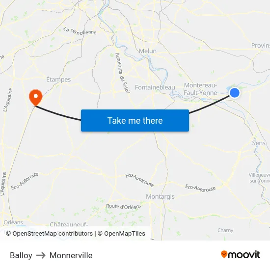 Balloy to Monnerville map