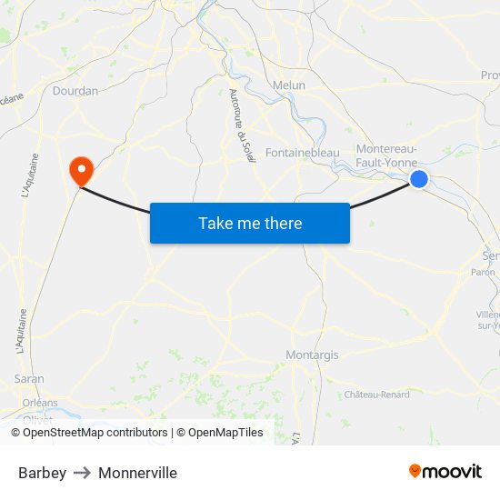 Barbey to Monnerville map