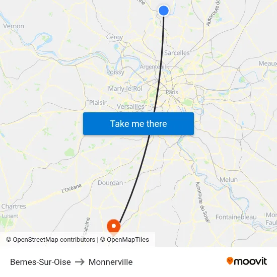 Bernes-Sur-Oise to Monnerville map