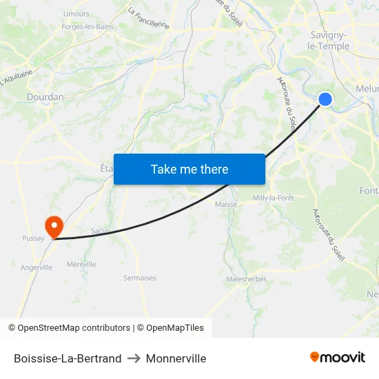 Boissise-La-Bertrand to Monnerville map