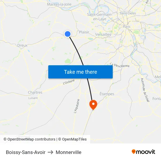 Boissy-Sans-Avoir to Monnerville map