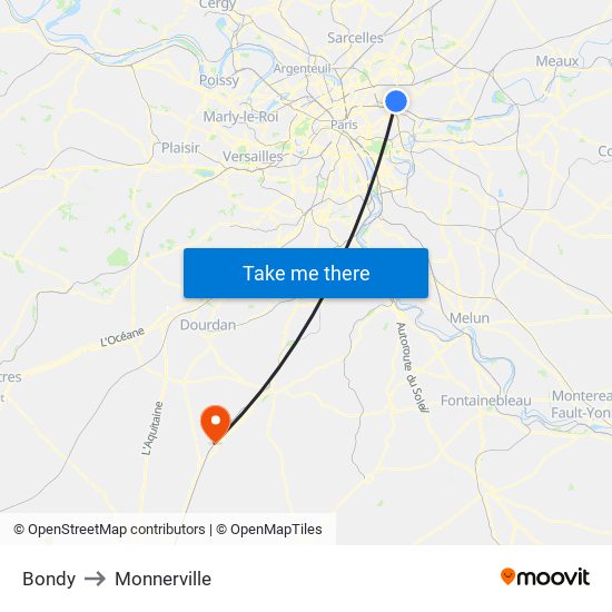 Bondy to Monnerville map