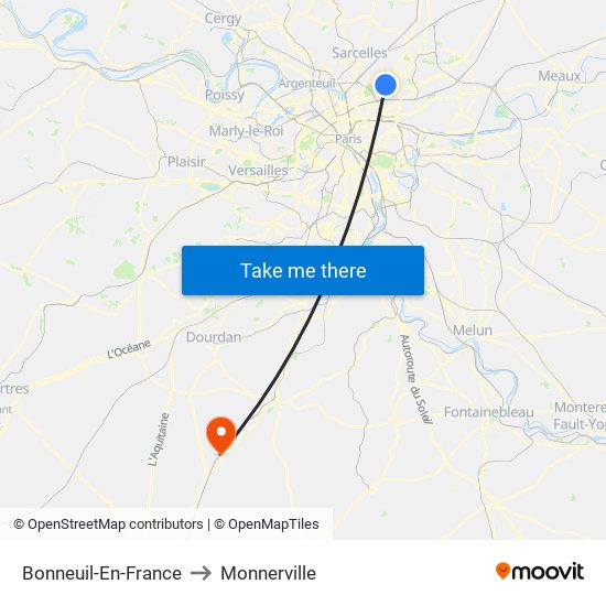 Bonneuil-En-France to Monnerville map
