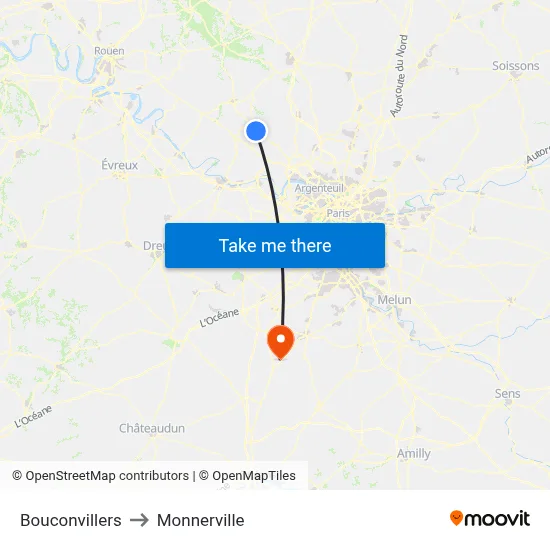 Bouconvillers to Monnerville map