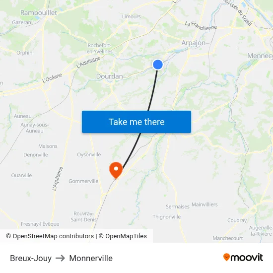 Breux-Jouy to Monnerville map