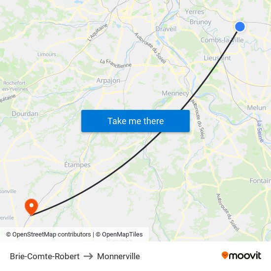 Brie-Comte-Robert to Monnerville map