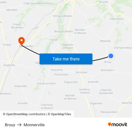 Brouy to Monnerville map