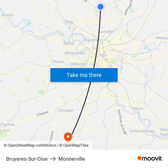 Bruyeres-Sur-Oise to Monnerville map