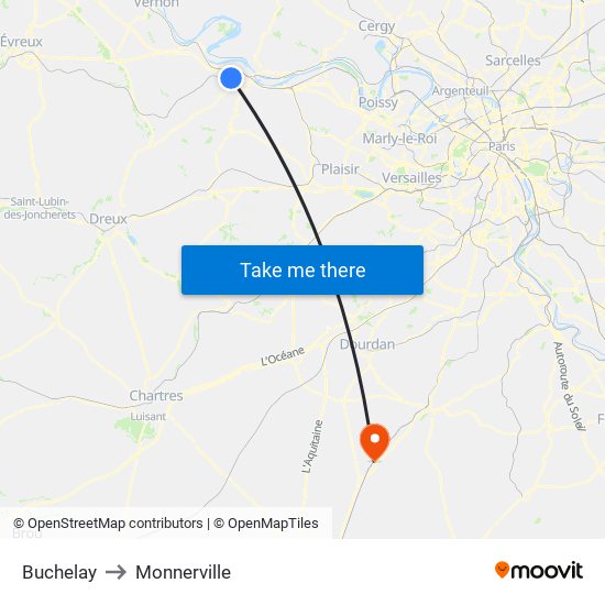 Buchelay to Monnerville map