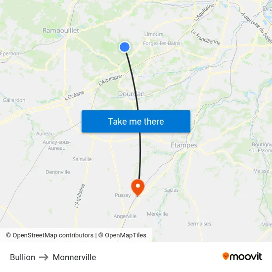 Bullion to Monnerville map