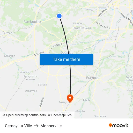 Cernay-La-Ville to Monnerville map