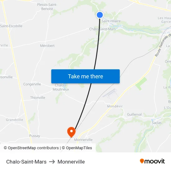 Chalo-Saint-Mars to Monnerville map
