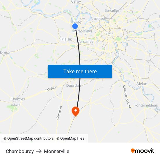 Chambourcy to Monnerville map