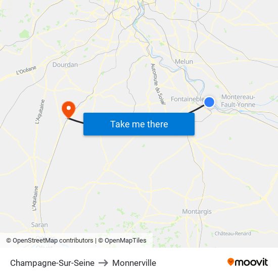Champagne-Sur-Seine to Monnerville map