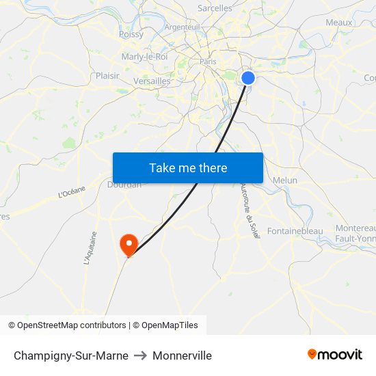 Champigny-Sur-Marne to Monnerville map