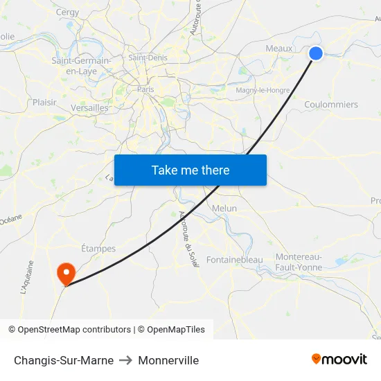 Changis-Sur-Marne to Monnerville map