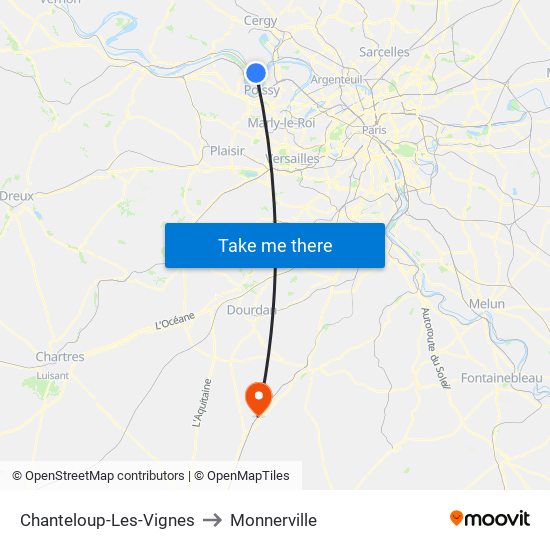 Chanteloup-Les-Vignes to Monnerville map