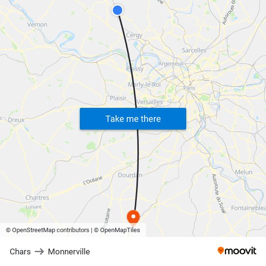 Chars to Monnerville map