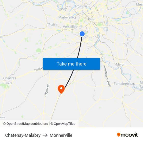 Chatenay-Malabry to Monnerville map