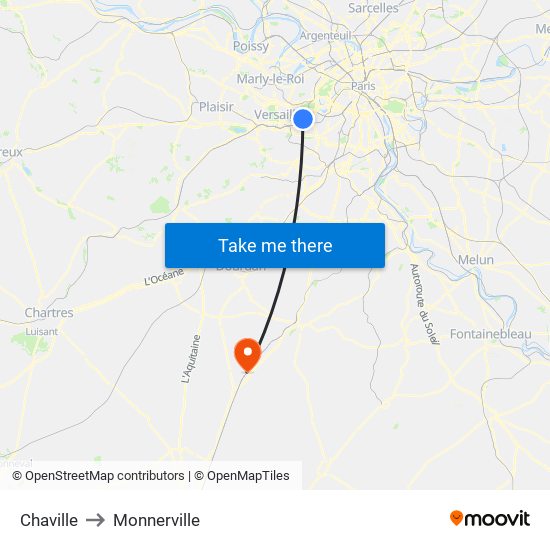 Chaville to Monnerville map